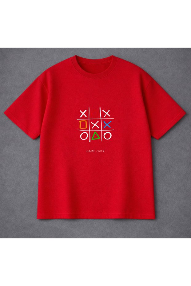 Unisex Oversized T-Shirt Game over Printed 100% Cotton T-Shirt Comfortable Fit