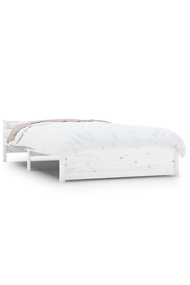 Double bed frame 4FT6, white, 135x190 cm, solid wood - 2
