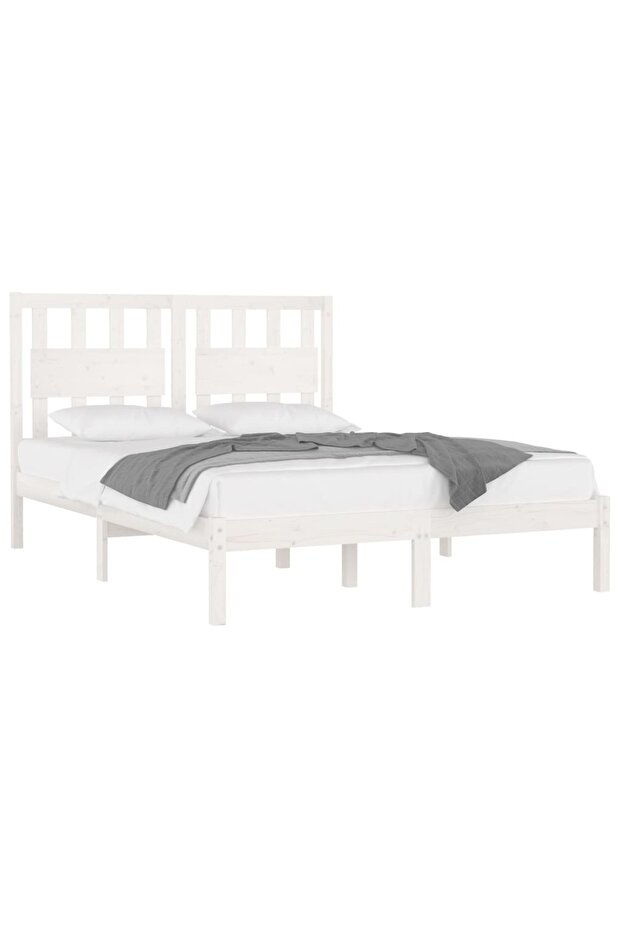 Small Double 4FT bed frame, white, 120x190 cm, solid pine wood - 3