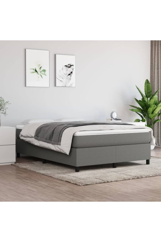 Cadru de pat box spring, gri închis, 140x190 cm, textil