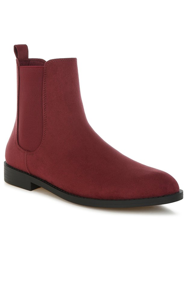 Women's Low Block Heel Chelsea Boots In Burgundy
