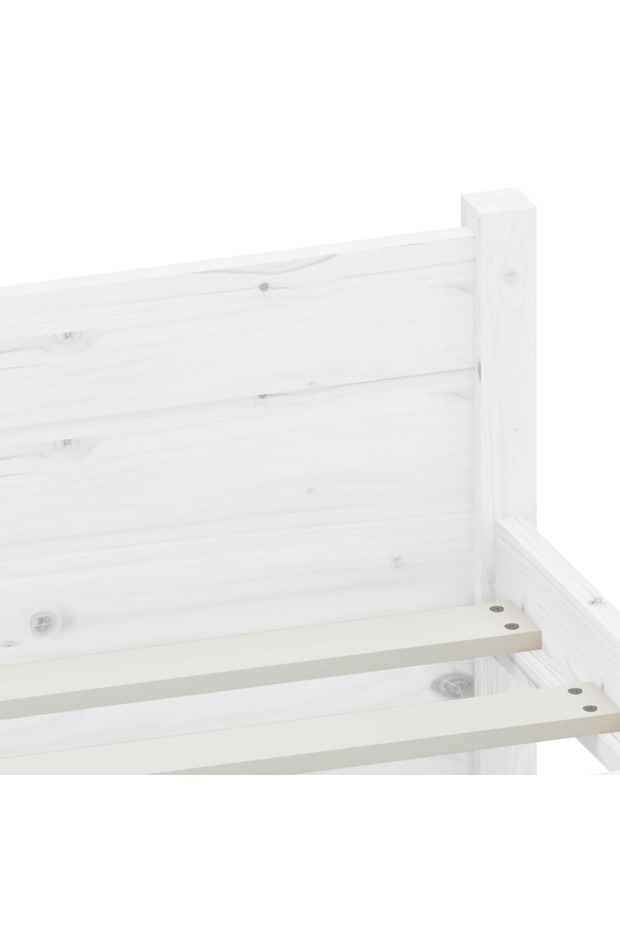 Double bed frame 4FT6, white, 135x190 cm, solid wood - 6