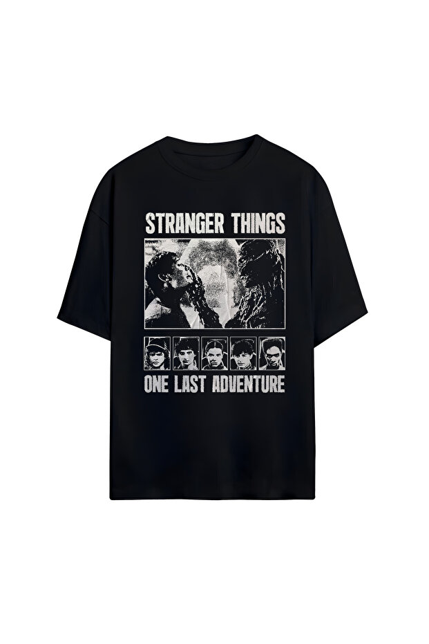 تي شيرت Stranger Things مطبوع للجنسين 100% مقاس كبير مكون من قطن قطع