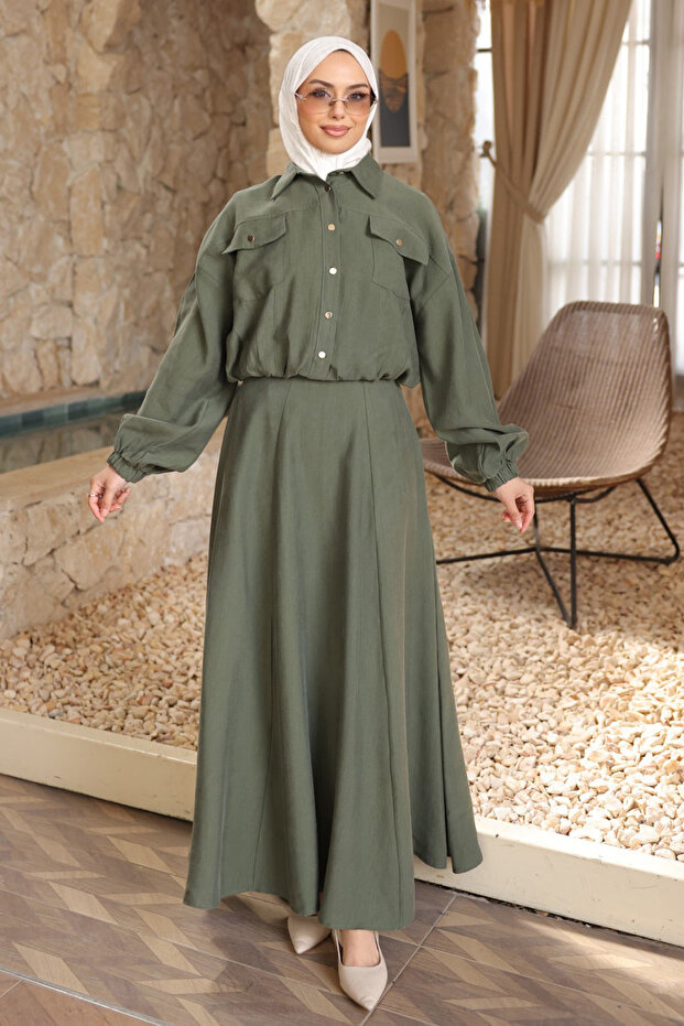 Khaki Jacket Skirt Suit