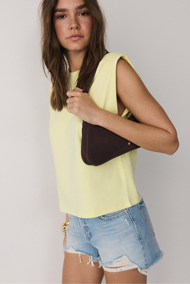 Basic vatkalı t-shirt - 3