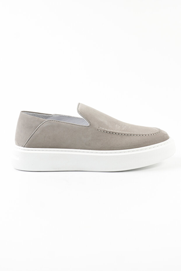 Genuine Leather Gray Nubuck Loafers Men's Shoes, EVA Sole - E3842