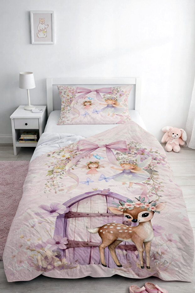 Cute Deer Single Pique Bedspread Set Children's Room Piqué Bedspread