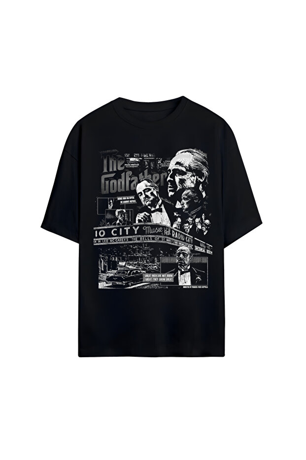تي شيرت The Godfather مطبوع للجنسين 100% مقاس كبير مكون من قطن قطع