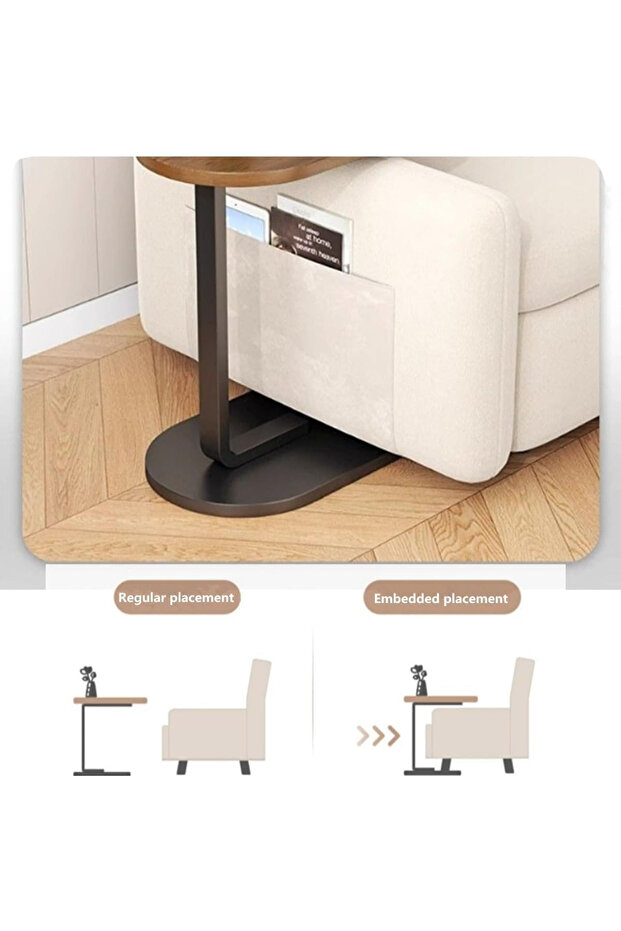 Coffee Table, C Shaped Movable Side Table, Space-Saving for Sofas and Bedrooms - 6