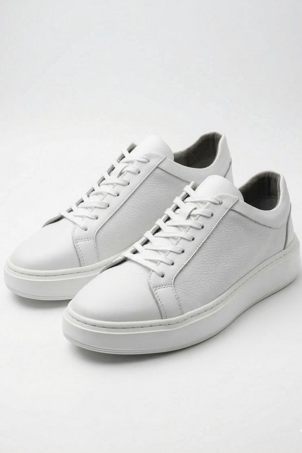 White Genuine Leather Ultra Comfortable Casual Men's Shoes Luass27Al0052