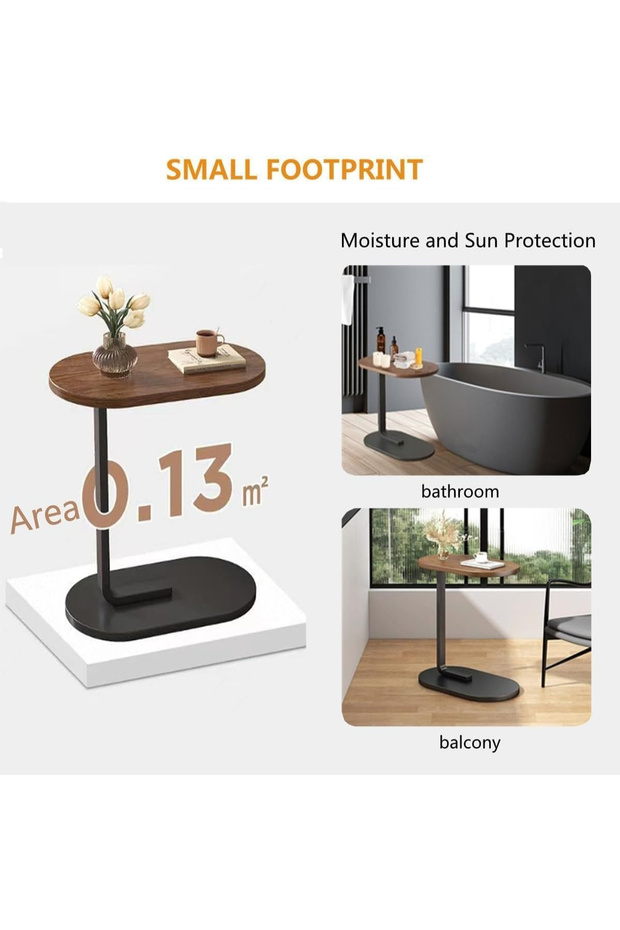 Coffee Table, C Shaped Movable Side Table, Space-Saving for Sofas and Bedrooms - 4