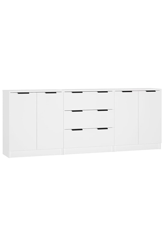 Servante, 3 piese, alb, lemn compozit - 2