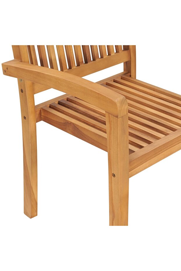 Stackable garden chairs with cushions, 4 pieces, solid teak wood - 6
