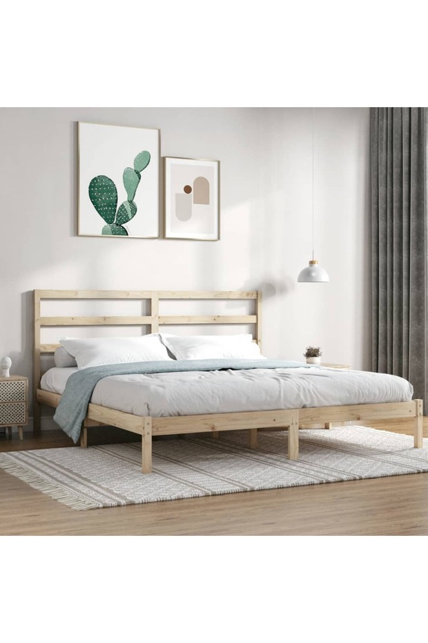 Bed frame, 200x200 cm, solid pine wood