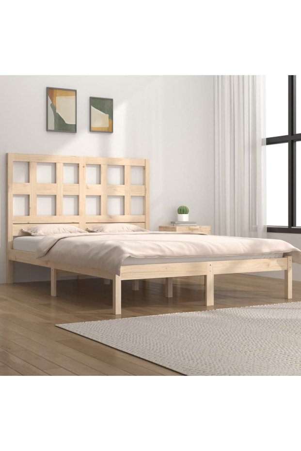Bed frame, 200x200 cm, solid pine wood