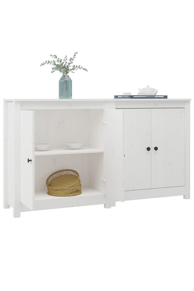 Sideboards, 2 pcs., white, 70x35x80 cm, solid pine wood - 3