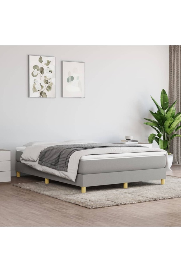 Continental bed, light gray, 140x200 cm, textile material