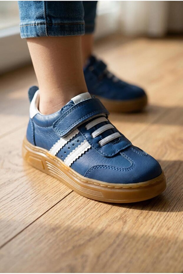 271 Orthopedic 100% Genuine Leather Boy Blue Sneakers