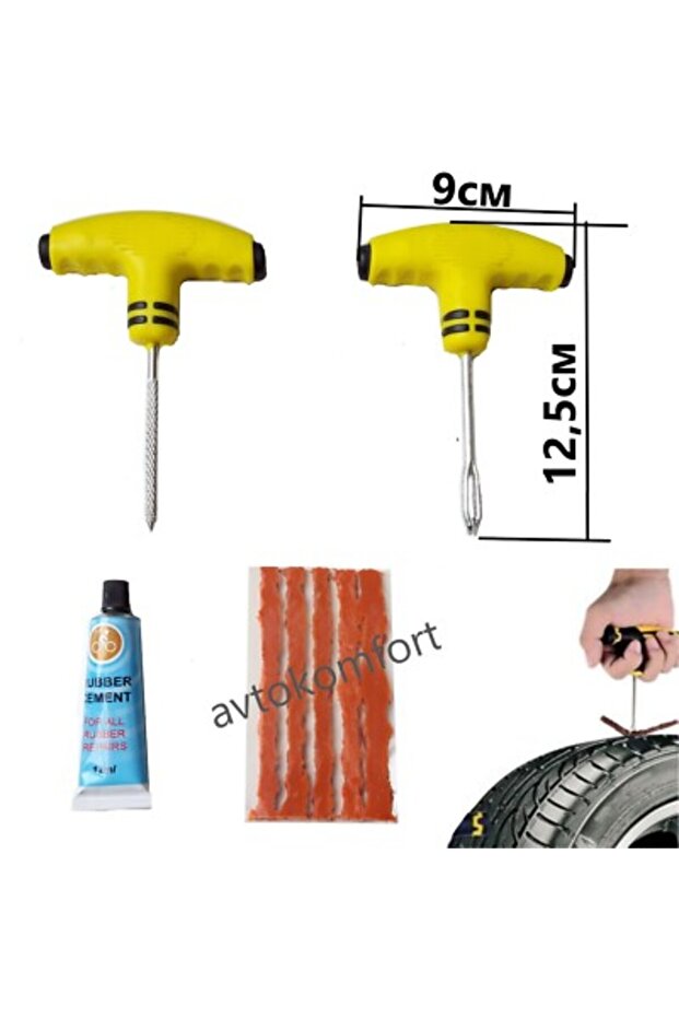 Car Tyre Puncture Repair Plug Kit Needle Patch Fix Tool Cement