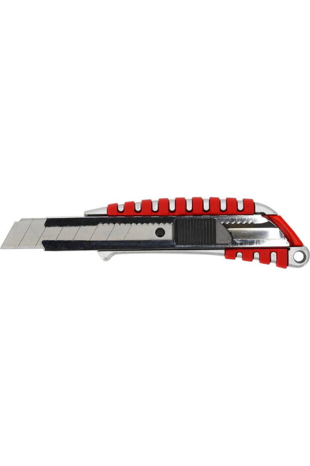RUBBERIZED ALUMINUM CUTTER WITH LOCKING BUTTON - 18MM