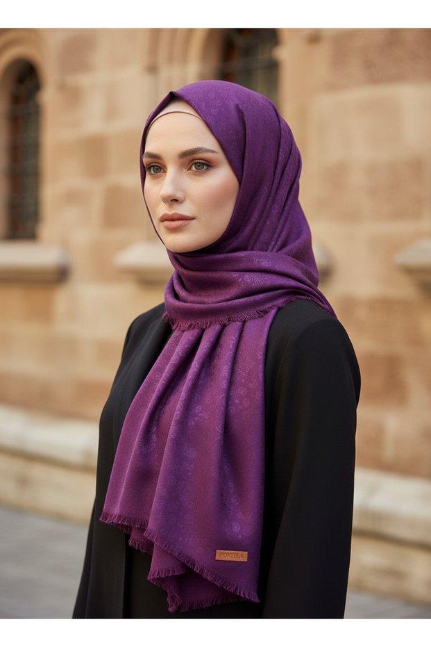 Jacquard Floral Print Scarf – Lightweight , Non-Slip , Modern Hijab Scarf 100 X 100 cm