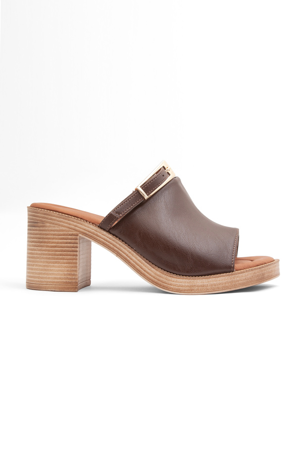 Bln 0052 Adjustable Buckle Detail Block Heel Slipper