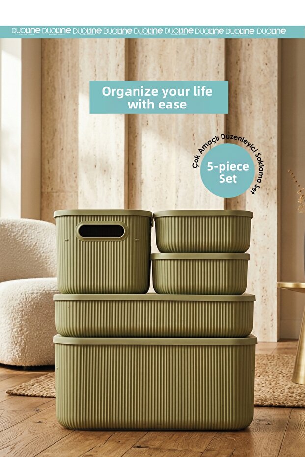 Multi-Purpose 5-Piece Organizer Storage Set with Covers