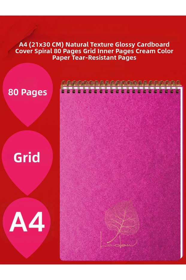 CHECKED A4 (21x30 CM) 80 SHEETS CARTON COVER SPIRAL CREAM COLOR SHAPES WITH TOP OPEN