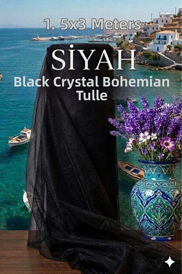 Multi-Purpose Crystal Tulle (Bohça Tulle) 1.5X3 Meters - Black
