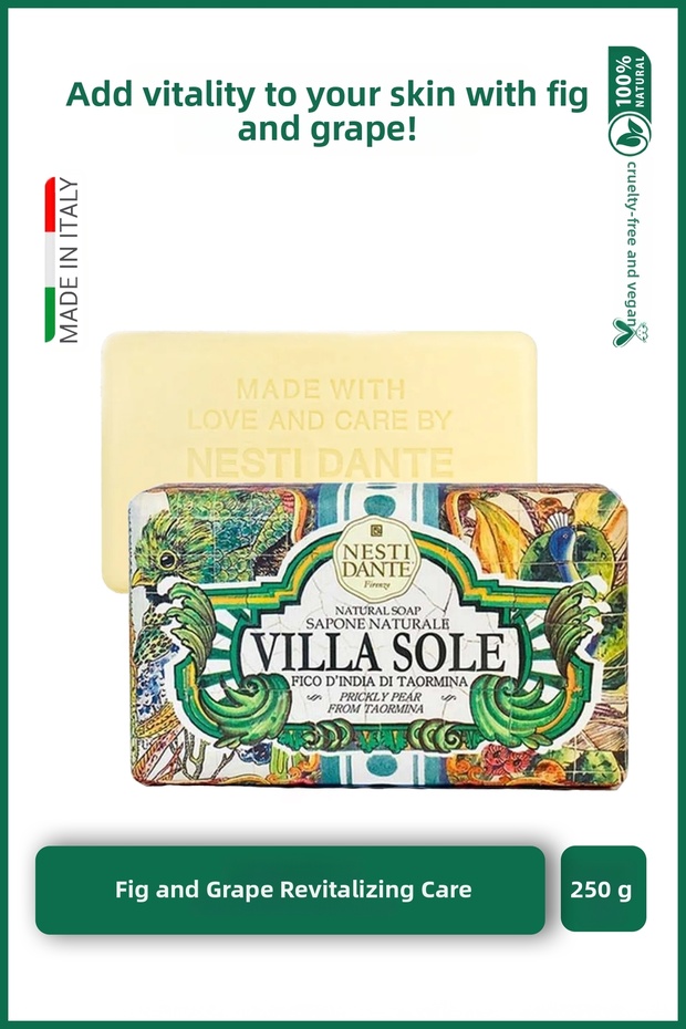 Villa Sole Fico D'India Di Taormina Solid Soap 250g | Revitalizing | Pear, Fig Extract