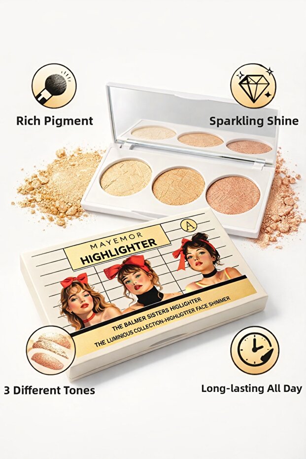 Illuminating 3-Piece Highlighter Palette Makeup Palette 3 Shades - 3-Piece Highlighter Palette