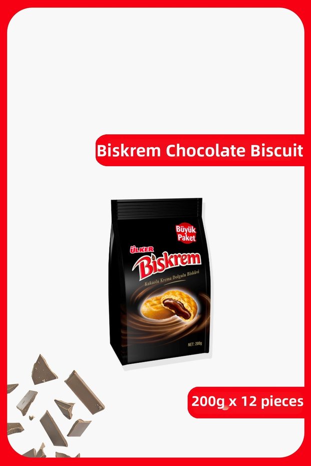 Bi̇skrem Cocoa Flavored Bag Biscuits - 200 Grams - 12 Pieces