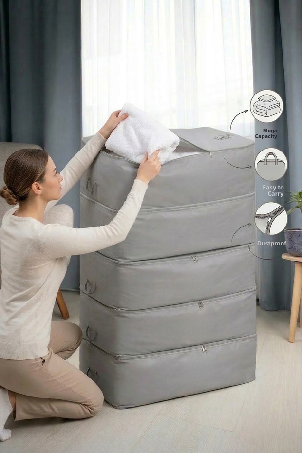 5-Piece Mega Size Gray Under Base Organizer Storage 74x46x22