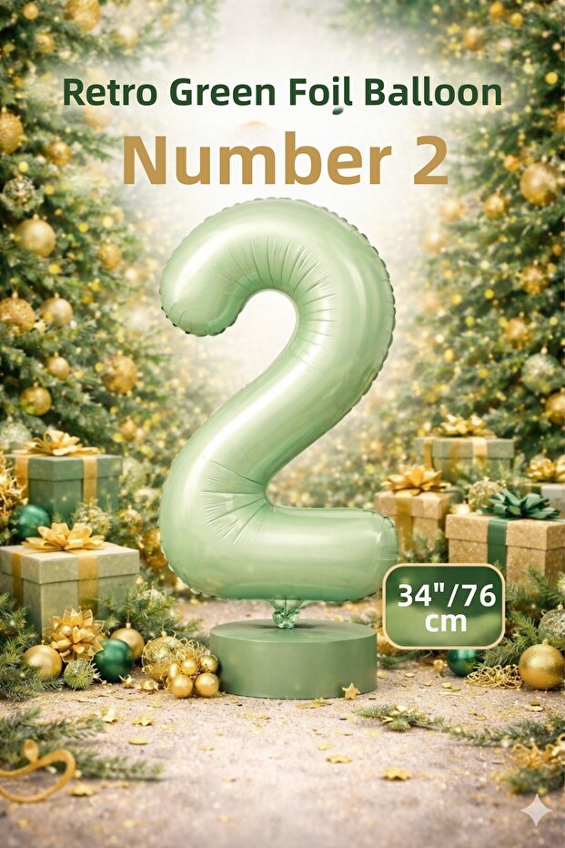 Green 2 Number Foil Balloon 76cm