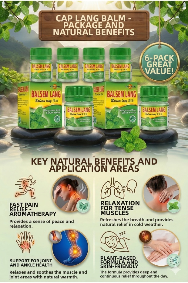 Balsem Lang 6-Piece Set Aromatic Refreshing Daily Use Massage Balm 20 g