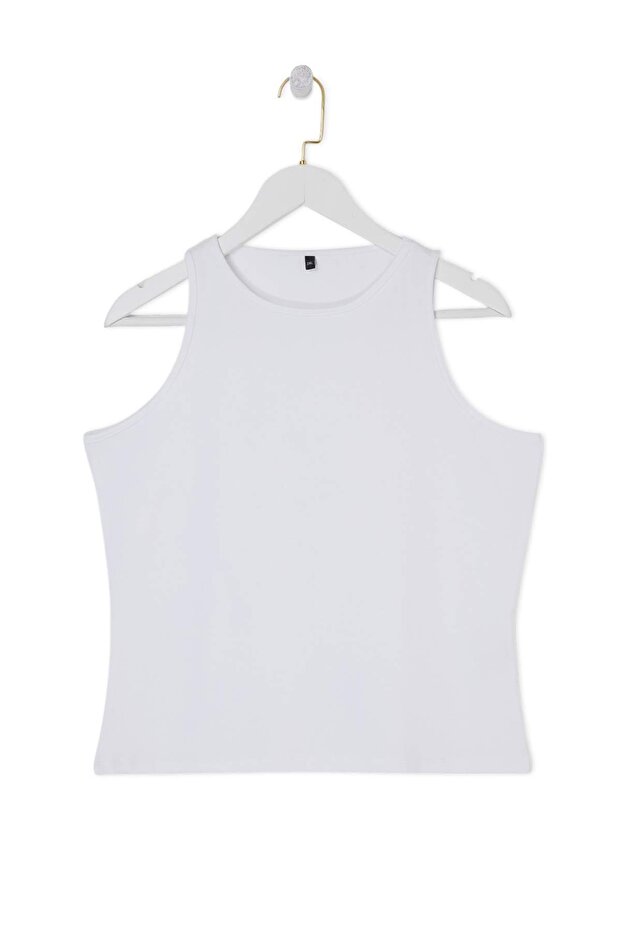 Beyaz Halter Yaka Esnek Rahat Büyük Beden Atlet  TBBSS26CV00014 - 4