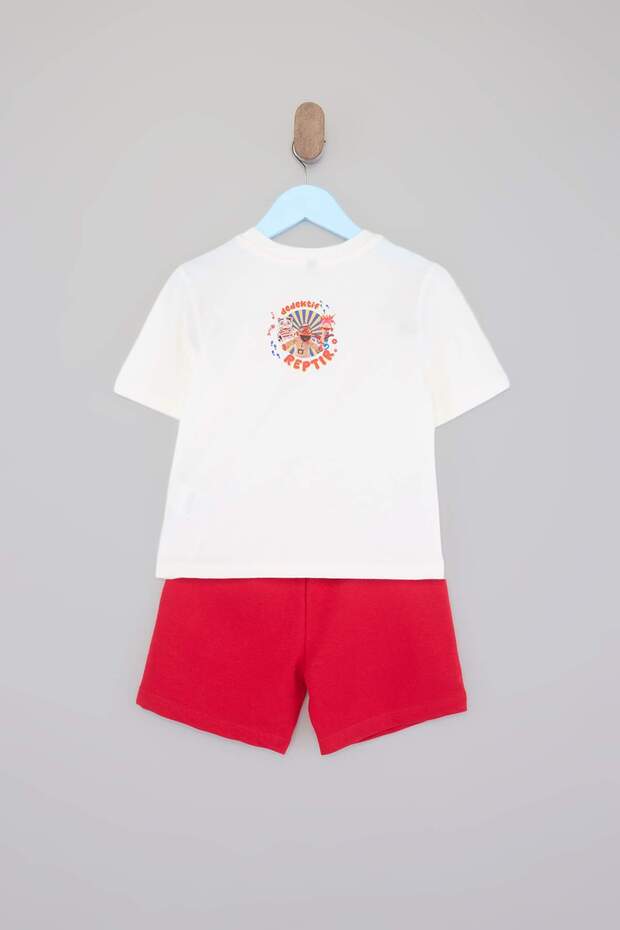 Ekru Unisex Dedektif Reptır Baskılı Örme Alt - Üst Takım TKDSS26AU00094 - 5