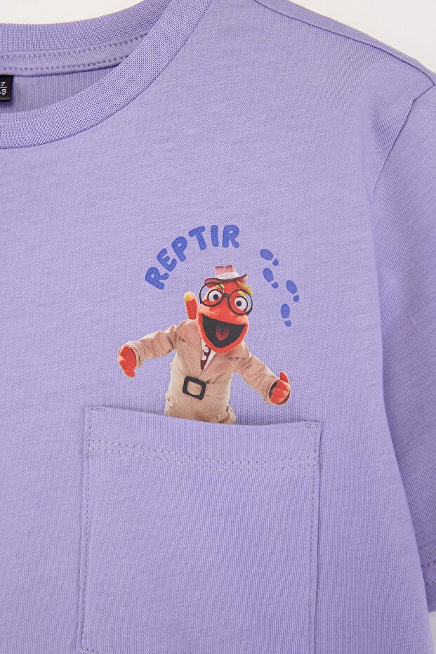 Lila Dedektif Reptır Baskılı Örme T-Shirt TKDSS26TS00061 - 4