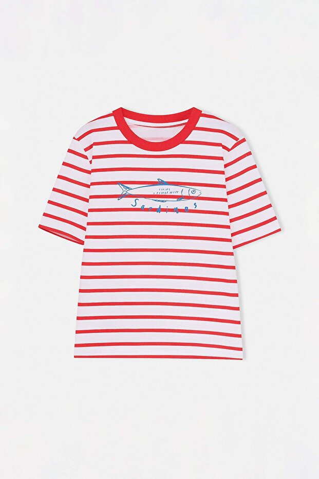 Kırmızı-Lacivert 2'li Erkek Çocuk Baskılı 23 Nisan Örme T-Shirt TKDSS26TS00038 - 9