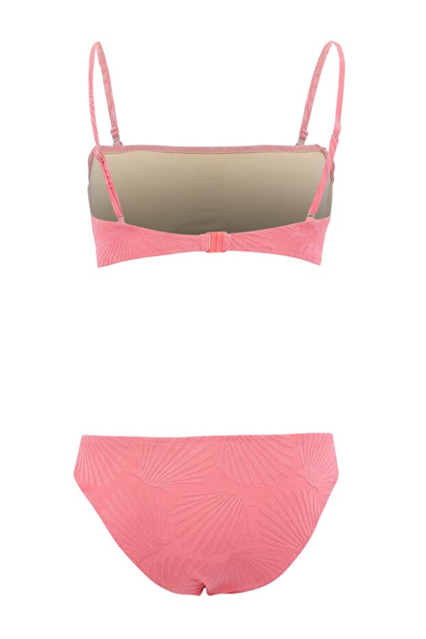 Pembe Straplez Kaplı Regular Normal Bel Bikini Takımı TBESS25BT00067 - 5