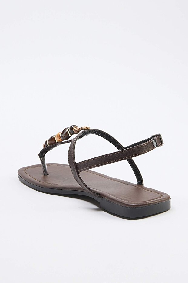 Koyu Kahverengi Kadın Sandalet TAKSS26SD00010 - 4
