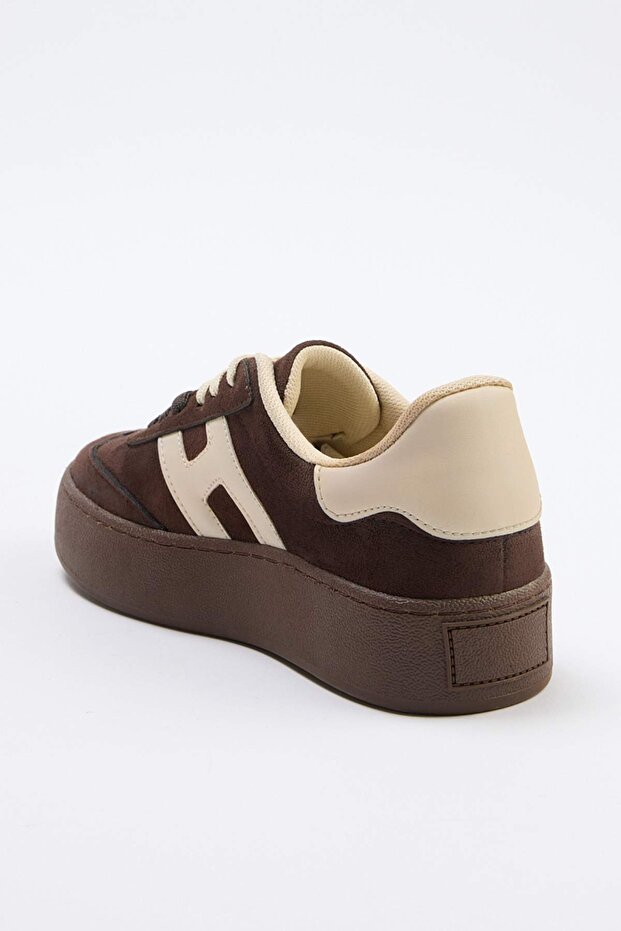 Kahverengi Süet Kadın Retro Spor Ayakkabı TAKSS26SN00014 - 4