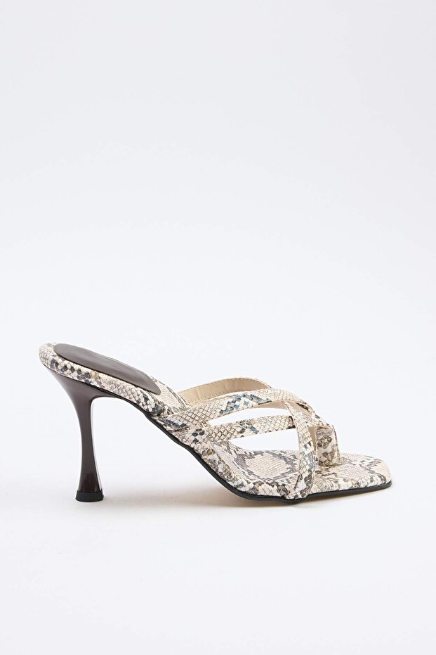 Multi Color Snake Pattern 8.5 cm Women's Classic Heeled Shoes Takss26To00091