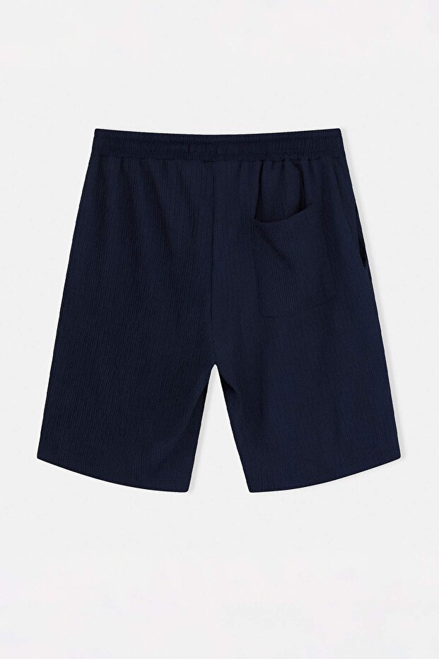 Lacivert Regular/Normal Kesim Dokulu Bürümcük Şort & Bermuda TMNSS26SR00002 - 6