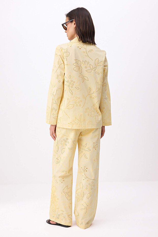 Açık Sarı Brode Blazer Ceket Pantolon Dokuma Alt - Üst Takım TWOSS26AU00066 - 5