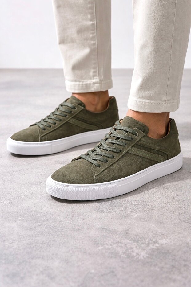 Ranger Khaki Lace-Up Suede Men's Sneaker Shoes