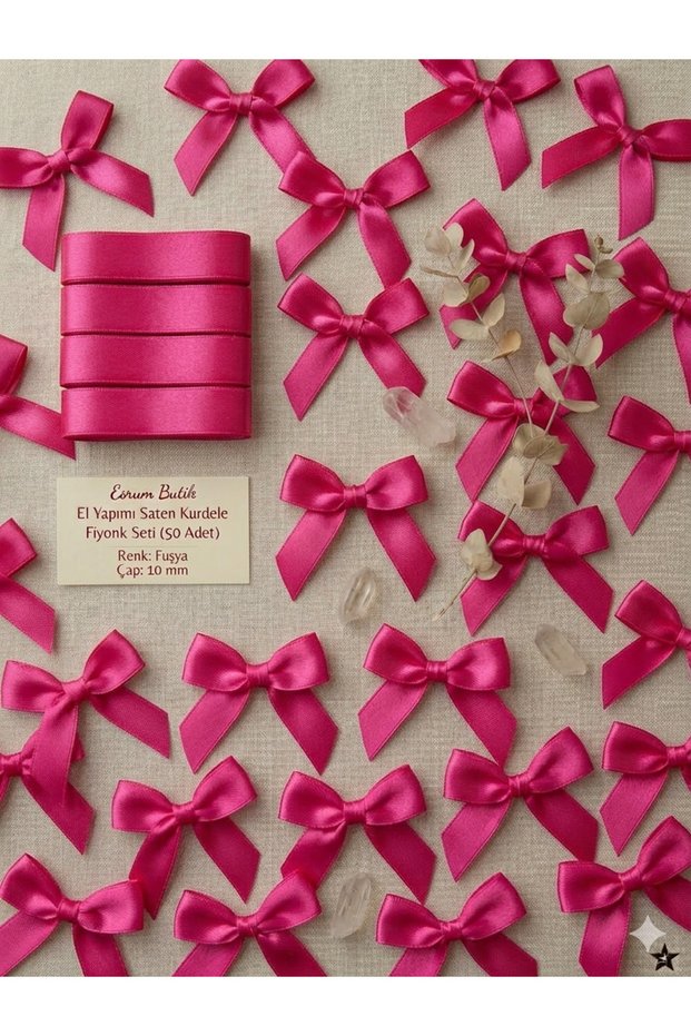 Fuchsia Bow Satin Ribbon 10 mm - Wedding Favors, Gift and Balloon Decoration 50 Pieces
