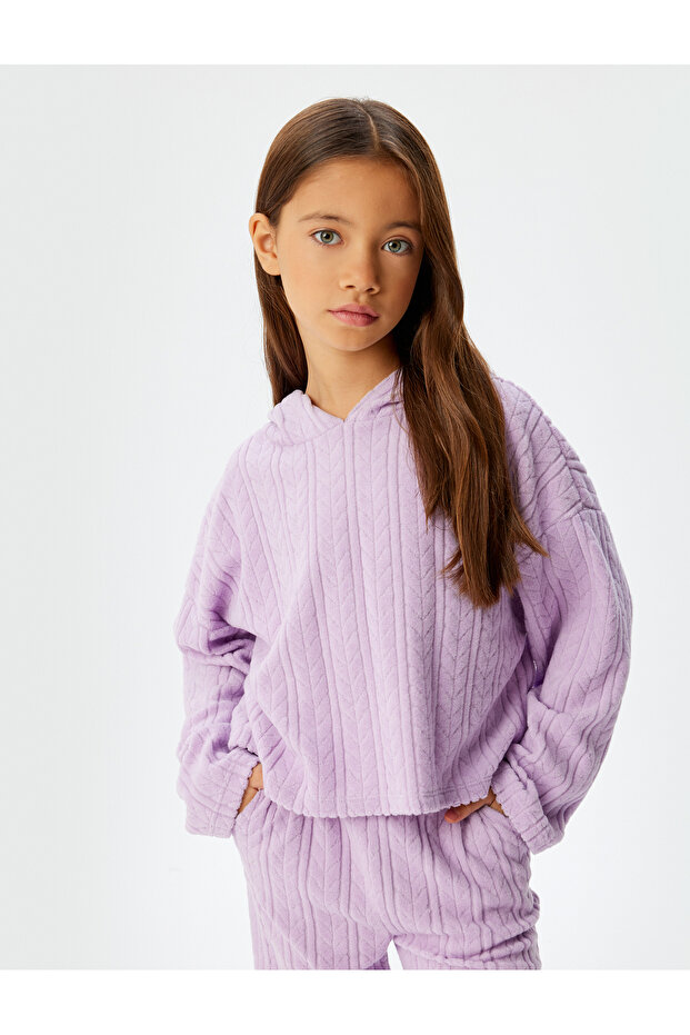 Crop Sweatshirt Hooded Textured