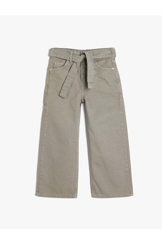 Wide Leg Jeans with Belt Pocket Detail