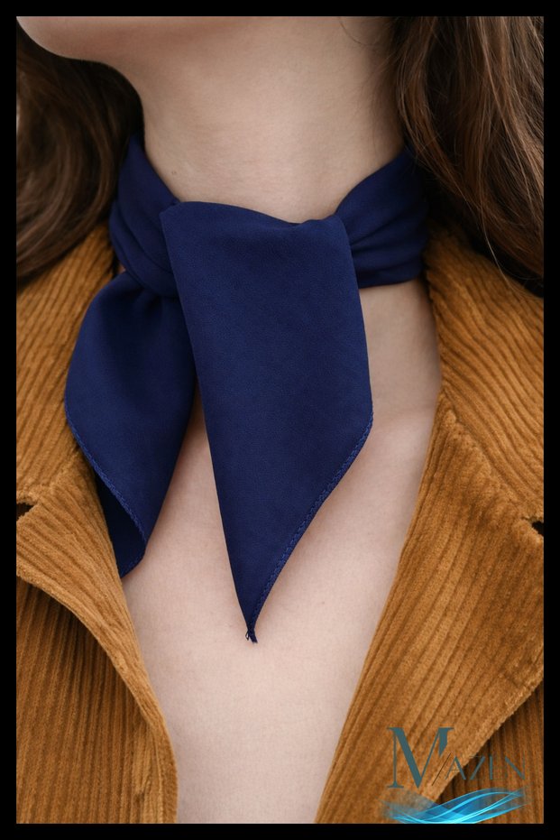 Navy Blue Colored Plain Chiffon Scarf